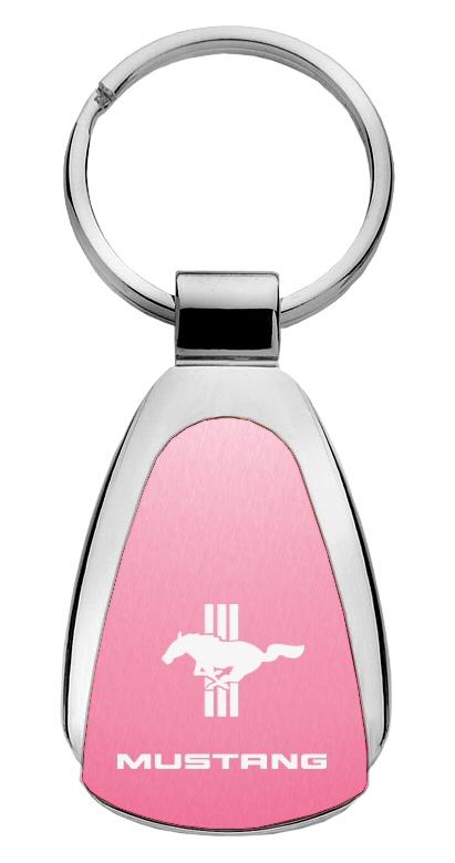 Ford mustang pink tear drop metal key chain ring tag key fob logo lanyard
