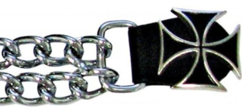 Ladies iron chopper cross motorcycle vest extender leather double chain - new