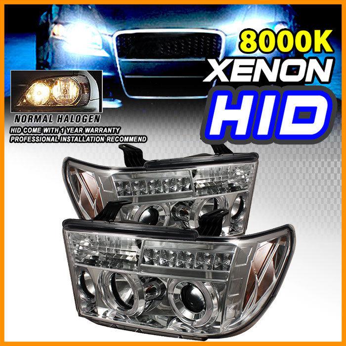 8000k hid fit 07-10 toyota tundra 08-10 sequoia halo projector headlight chrome