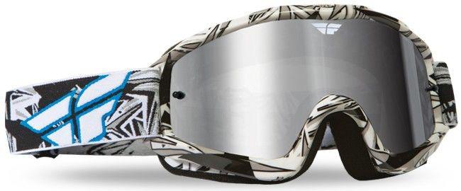 Fly racing zone pro 2014 mx/offroad goggle black/white-chrome/smoke lens
