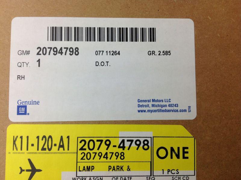 Purchase 20092012 Chevrolet Traverse RH Front Park & Turn SIGNAL LAMP