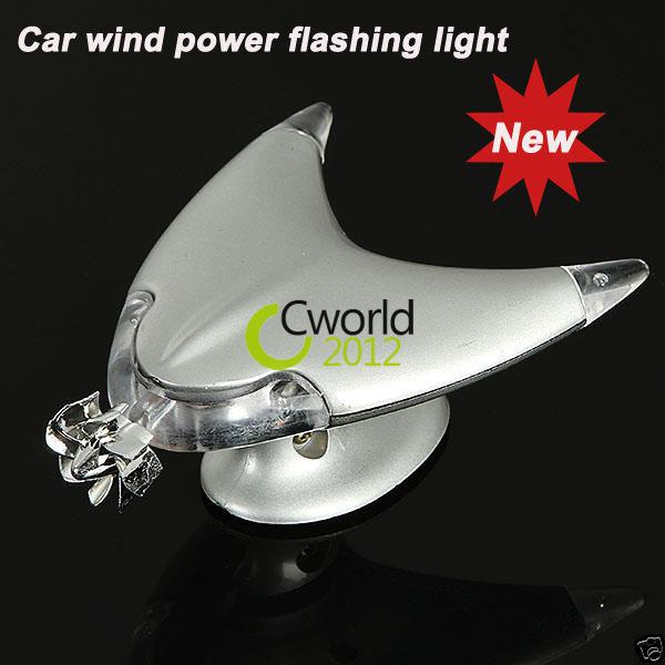 Auto car motorcycle wind powered led decorative flashing light lamp silver