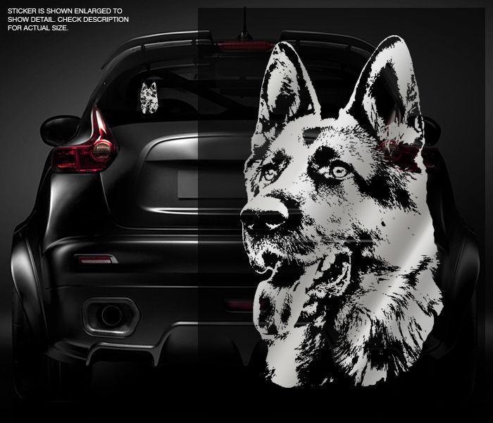 German shepherd decal 5"x3" metallic silver dog car vinyl window sticker u5ab