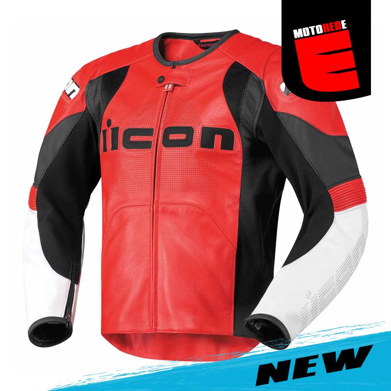 Icon overlord prime motorcycle street leather jacket red black medium med m