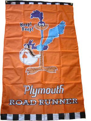 Plymouth banner road runner roadrunner orange flag 4x2f