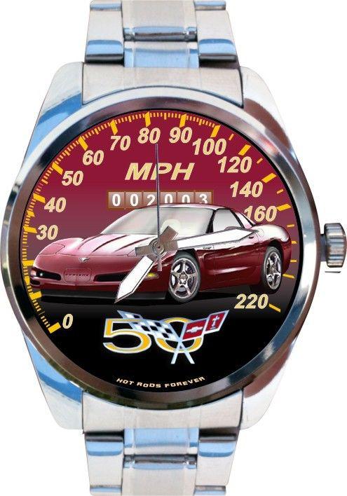 2003 vette 50th anniversary special edition burgundy coupe speedometer art watch