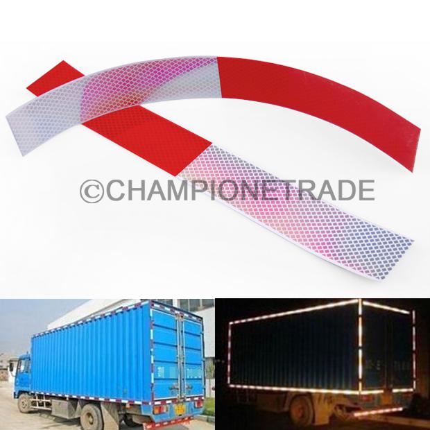 20pcs red & white car truck smart warning safety reflective strips sticker decor