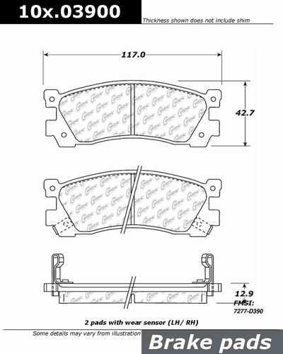 Centric 100.03900 brake pad or shoe, rear-oe formula brake pads-preferred