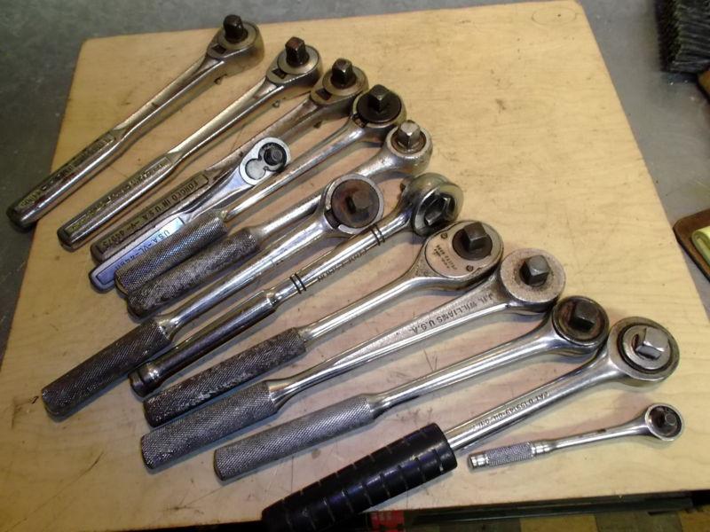 Pile of usa  1/2 3/8 1/4 drives ratchets craftsman sk proto wright superratchet