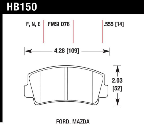 Hawk hb150e.555 blue 9012 brake pad mazda rx-7 rx-4 rx-2 b2000 b1800 .555 thick