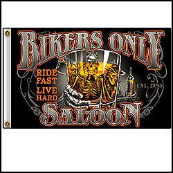 Biker flag, "bikers only"  hot leathers new bikers saloon flag (3'x5')