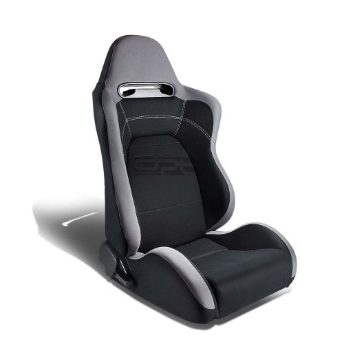2x type-r gray black cloth sports racing seats+universal sliders passenger side
