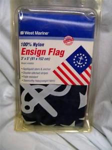Quality west marine nylon sewn stars &amp; anchors yacht ensign 3&#039; x 5&#039;