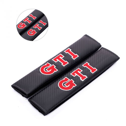 2pcs car gti carbon fiber safety belt embroidery pads shoulder for vw volkswagen