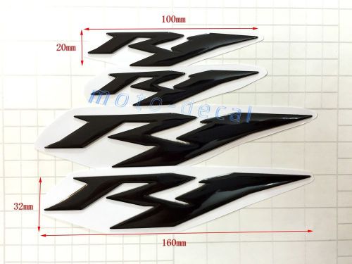 4 pcs black r1 raised 3d fairing decal emblem sticker yamaha r1 2007-2013 bling