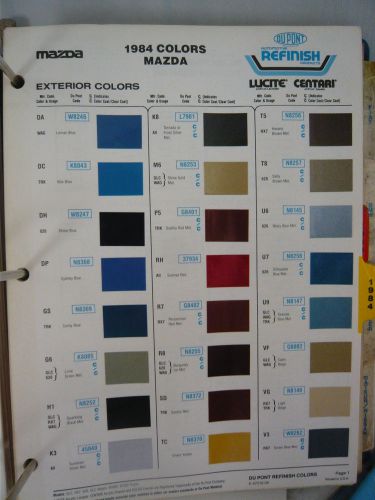 1984 mazda world color dupont refinish paint chips 81-83