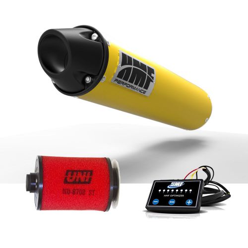 Hmf can am outlander 800 2012 - 2014 yellow/blk slip on exhaust + efi + uni