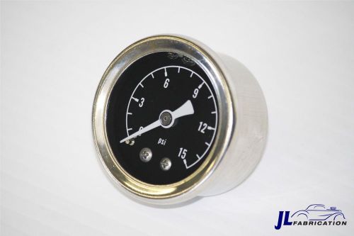 0-15 psi liquid filled fuel air oil pressure gauge 1-1/2" 1/8"npt chrome / black