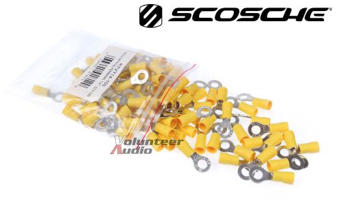Scosche vinyl ring terminal yellow 1/4&#034; 12-10 gauge 100 pieces/bag