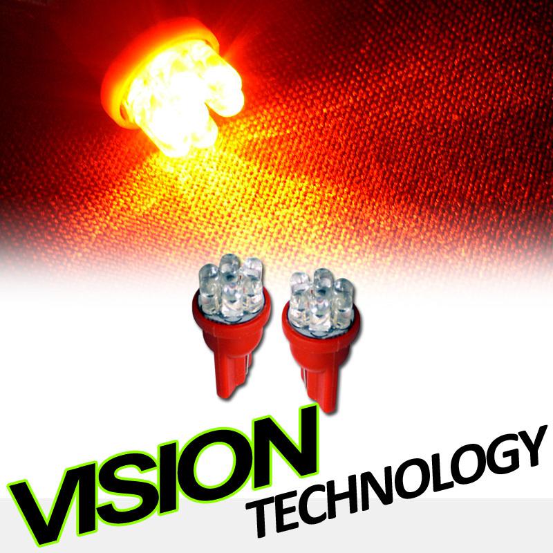 2pc amber/orange t10 wedge base 7x led light bulb 2450 2652 2921 2825 w5w dc 12v