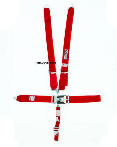 Rjs racing seat belts harness red ind l&amp;l bolt-in 5pt 3" shoulder 2"sub 50502-18