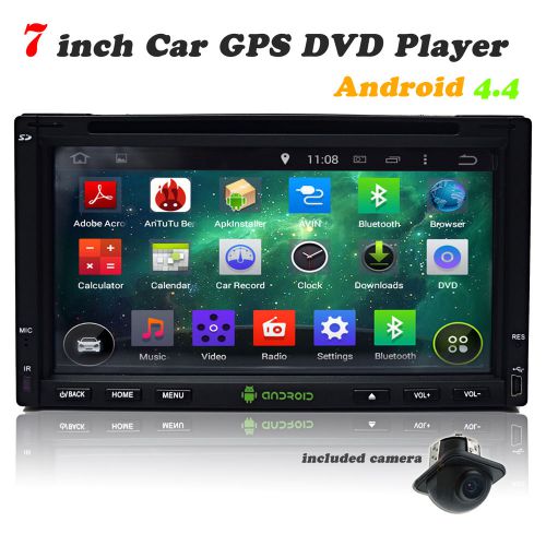 7" in dash double 2 din android 4.4 os car stereo dvd player gps swc dual zone