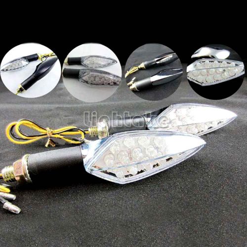 2pcs universal 15 led motorcycle turn signal indicator light yellow