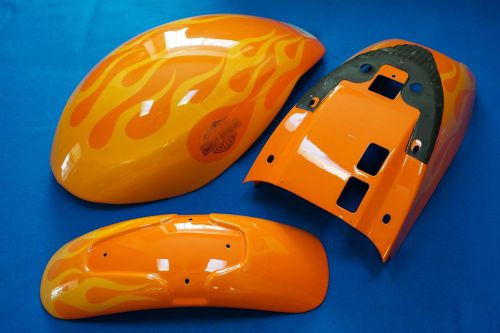 Genuine 2003 harley v-rod 100th anniversary orange gold flames air box &amp; fenders