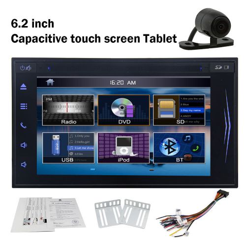 Car audio aux-in cd dvd player in dash stereo fm/am radio subwoofer+free camera