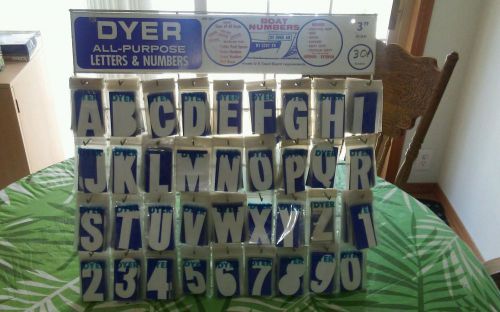 Vintage dyer  boat sticker metal display sign w/ 100&#039;s letters &amp; numbers marine