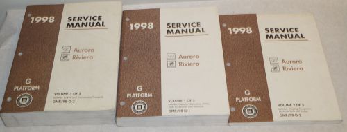 1998 oldsmobile aurora buick riviera oem service shop manual 3-vol set books