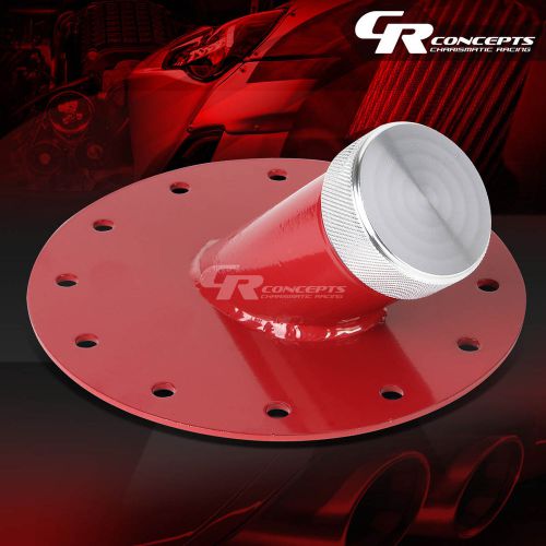Bolt-on fuel cell tank 45° 1.5"remote fast fill 2.75"filler neck pipe+cap red