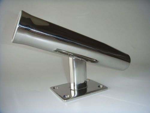 Single rod holder, stainless tournament style , transom mounted, wall mounted