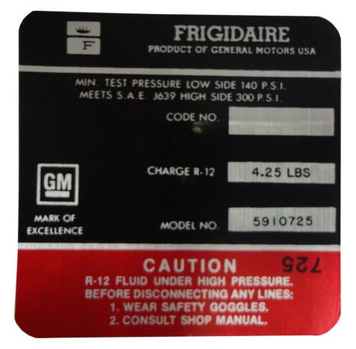 1968 oldsmobile frigidaire ac compressor decal