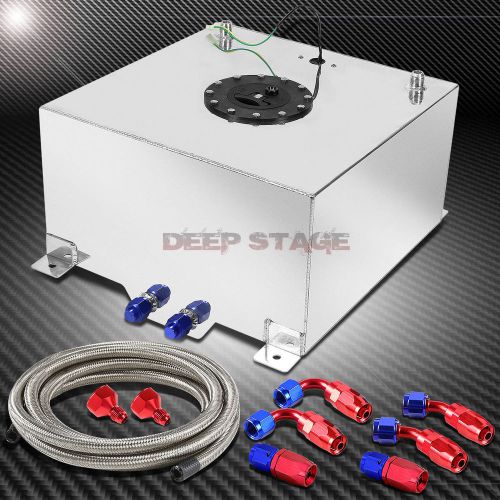 15.5 gallon/58l polished aluminum fuel cell tank+level sender+steel oil feed kit