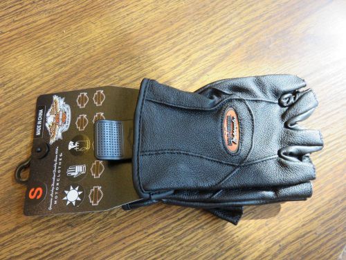 Harley davidson women's small black leather fingerless riding gloves
