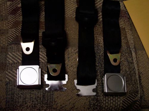 Vintage black lap-style seat belts 1968-1978 gm ford dodge vw