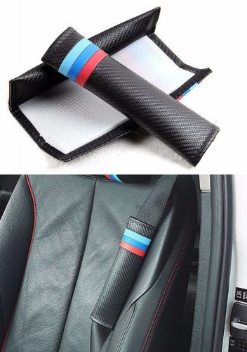 2 x car auto carbon fiber seat belt cushion cover pads seat belt pad for bmw m
