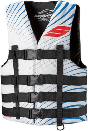 Slippery hydro nylon mens waterceaft jetski vest-white/blue-sm/md