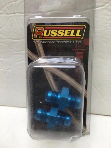 2 russell 660350 male union adapter flare fitting 6an blue