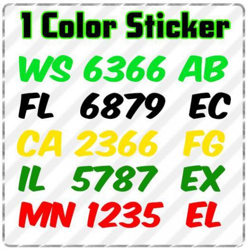 Custom snowmobile registration numbers pair vinyl decal stickers 2"x7" 1 color