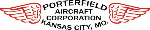 Porterfield aircraft decal/sticker 2.5" high x 10.75'' wide!