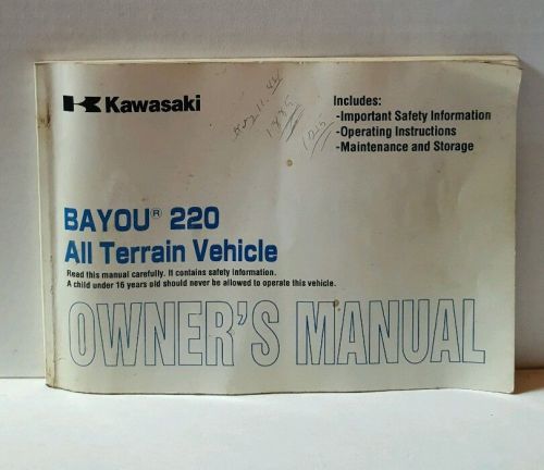 Kawasaki bayou klf220-a13 atv owner&#039;s manual part #99920-1927-03 copyright 1999