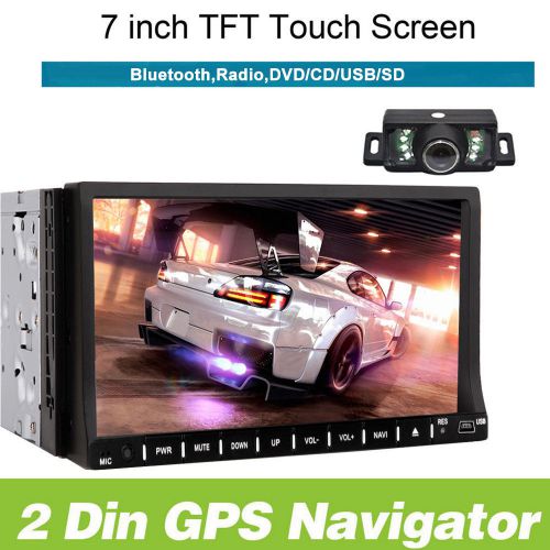 Gps 7&#034; 2 din in-dash car cd dvd radio stereo player free camera bluetooth usb/sd