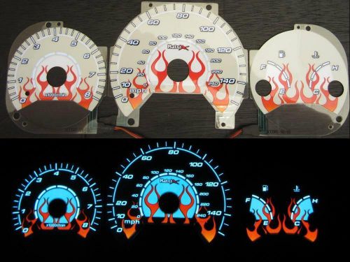 98-02 honda accord 4 cylinder manual flamed white face reverse glow gauges kit