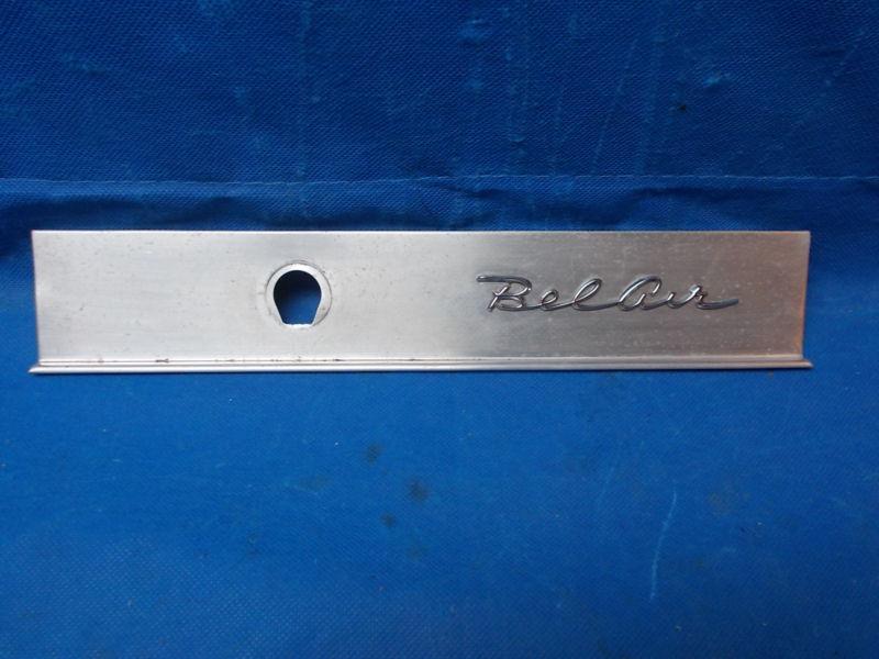 1958 chevrolet chevy glove box door trim and bel air emblem