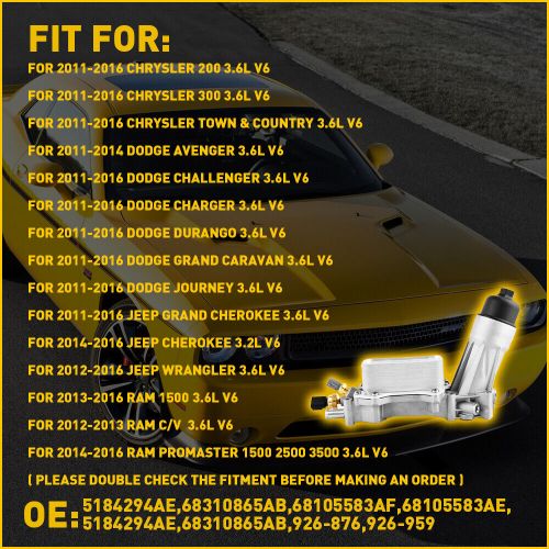 Aluminum Engine Oil Filter Housing Fits 2011-2016 Dodge Jeep Chrysler Ram3.6L, US $93.99, image 6