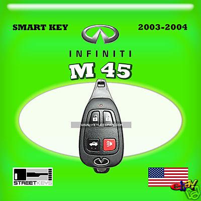 03 04 infiniti m45 smart remote street key combo