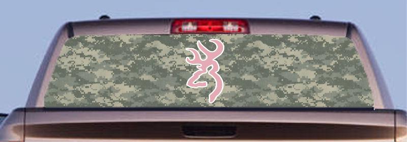 Rear window graphic - browning in pink