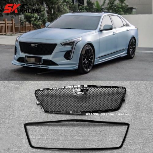 Gloss Black Front Bumper Mesh Grille+Center Frame Trim Fits 2019-20 Cadillac CT6, US $299.00, image 14
